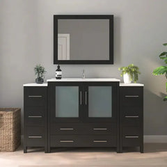 Vanity Art 60-Inch Single Sink Bathroom Vanity with White Ceramic Top and Mirror - VA3036-60 - The Home Selection