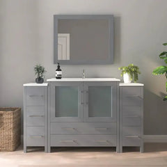 Vanity Art 60-Inch Single Sink Bathroom Vanity with White Ceramic Top and Mirror - VA3036-60 - The Home Selection