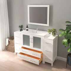 Vanity Art 60-Inch Single Sink Bathroom Vanity with White Ceramic Top and Mirror - VA3036-60 - The Home Selection