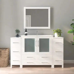 Vanity Art 60-Inch Single Sink Bathroom Vanity with White Ceramic Top and Mirror - VA3036-60 - The Home Selection