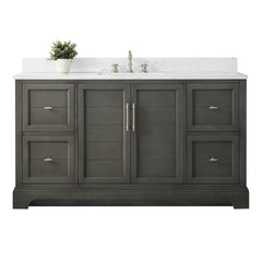 Vanity Art 60-Inch Single Sink Freestanding Bathroom Vanity with Engineered Marble Top- VA5060-S - The Home Selection