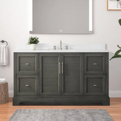 Vanity Art 60-Inch Single Sink Freestanding Bathroom Vanity with Engineered Marble Top- VA5060-S - The Home Selection