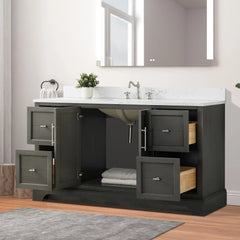 Vanity Art 60-Inch Single Sink Freestanding Bathroom Vanity with Engineered Marble Top- VA5060-S - The Home Selection