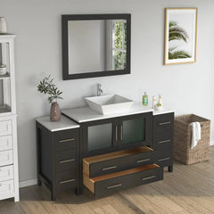 Vanity Art 60" Single Basin Bathroom Vanity with White Engineered Marble Top and Mirror - VA3136-60 - The Home Selection