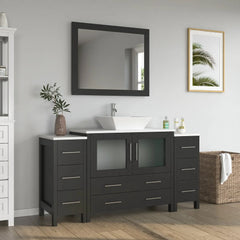 Vanity Art 60" Single Basin Bathroom Vanity with White Engineered Marble Top and Mirror - VA3136-60 - The Home Selection