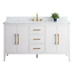 Vanity Art 60'' Single Sink Bathroom Vanity Cabinet with Engineered Marble Top in White - VA9060-S - The Home Selection