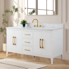 Vanity Art 60'' Single Sink Bathroom Vanity Cabinet with Engineered Marble Top in White - VA9060-S - The Home Selection