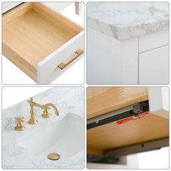 Vanity Art 60'' Single Sink Bathroom Vanity Cabinet with Engineered Marble Top in White - VA9060-S - The Home Selection