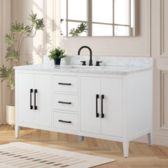 Vanity Art 60'' Single Sink Bathroom Vanity Cabinet with Engineered Marble Top in White - VA9060-S - The Home Selection