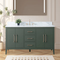 Vanity Art 60'' Single Sink Bathroom Vanity Cabinet with Engineered Marble Top in White - VA9060-S - The Home Selection