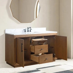 Vanity Art 60" Single Sink Bathroom Vanity in Tan - CVG60S-T - The Home Selection