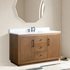 Vanity Art 60" Single Sink Bathroom Vanity in Tan - CVG60S-T - The Home Selection