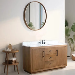 Vanity Art 60" Single Sink Bathroom Vanity in Tan - CVG60S-T - The Home Selection