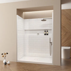 Vanity Art 60 x 32 inches 4-Piece Direct-to-Stud Alcove Shower Wall Kits - BSB01+BSW02 - The Home Selection