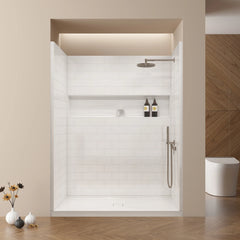 Vanity Art 60 x 32 inches 4-Piece Direct-to-Stud Alcove Shower Wall Kits - BSB01+BSW02 - The Home Selection