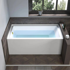 Vanity Art 60"x 30" Pure White Alcove Soaking Tub with Overflow and Drain - B3022-Left - The Home Selection