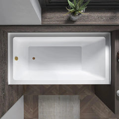 Vanity Art 60"x 30" Pure White Alcove Soaking Tub with Overflow and Drain - B3022-Left - The Home Selection