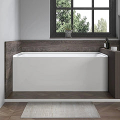 Vanity Art 60"x 30" Pure White Alcove Soaking Tub with Overflow and Drain - B3022-Left - The Home Selection