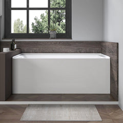 Vanity Art 60"x 30" Pure White Alcove Soaking Tub with Overflow and Drain - B3022-Right - The Home Selection