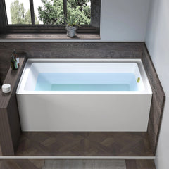 Vanity Art 60"x 30" Pure White Alcove Soaking Tub with Overflow and Drain - B3022-Right - The Home Selection