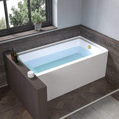 Vanity Art 60"x 30" Pure White Alcove Soaking Tub with Overflow and Drain - B3022-Right - The Home Selection