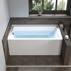 Vanity Art 60"x 32" Acrylic Alcove Skirt Soaking Bathtub with Left Overflow and Drain - B3012-Left - The Home Selection