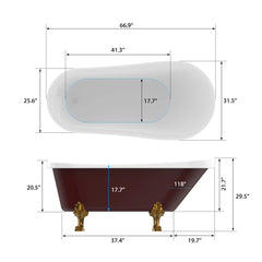 Vanity Art 67 - Acrylic Clawfoot Freestanding Bathtub – Timeless Design, Modern Luxury - VA6311-RL - The Home Selection
