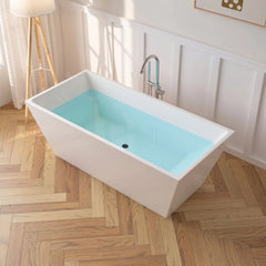 Vanity Art 67" Acrylic Flatbottom Freestanding Soaking Bathtub in White - VA6813-L - The Home Selection