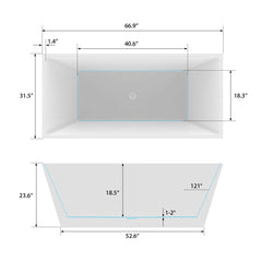 Vanity Art 67" Acrylic Flatbottom Freestanding Soaking Bathtub in White - VA6813-L - The Home Selection
