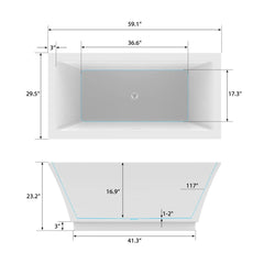Vanity Art 67" Acrylic Flatbottom Freestanding Soaking Bathtub in White - VA6817-L - The Home Selection