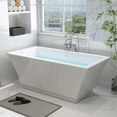 Vanity Art 67" Acrylic Flatbottom Freestanding Soaking Bathtub in White - VA6817-L - The Home Selection