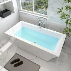 Vanity Art 67" Acrylic Flatbottom Freestanding Soaking Bathtub in White - VA6817-L - The Home Selection