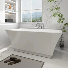 Vanity Art 67" Acrylic Flatbottom Freestanding Soaking Bathtub in White - VA6817-L - The Home Selection