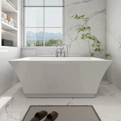 Vanity Art 67" Acrylic Flatbottom Freestanding Soaking Bathtub in White - VA6817-L - The Home Selection