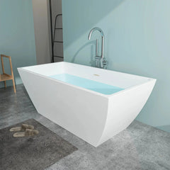 Vanity Art 67" Acrylic Flatbottom Freestanding Soaking Bathtub in White - VA6821-L - The Home Selection