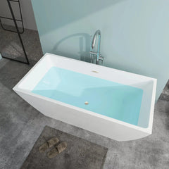 Vanity Art 67" Acrylic Flatbottom Freestanding Soaking Bathtub in White - VA6821-L - The Home Selection