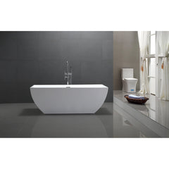Vanity Art 67" Acrylic Flatbottom Freestanding Soaking Bathtub in White - VA6821-L - The Home Selection