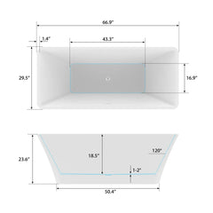 Vanity Art 67" Acrylic Flatbottom Freestanding Soaking Bathtub in White/Polished Chrome - VA6820 - The Home Selection