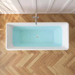 Vanity Art 67" Acrylic Flatbottom Freestanding Soaking Bathtub in White/Polished Chrome - VA6820 - The Home Selection