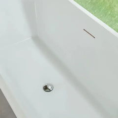 Vanity Art 67" Acrylic Flatbottom Freestanding Soaking Bathtub in White/Polished Chrome - VA6820 - The Home Selection