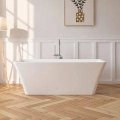 Vanity Art 67" Acrylic Flatbottom Freestanding Soaking Bathtub in White/Polished Chrome - VA6820 - The Home Selection