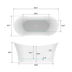 Vanity Art 67" Acrylic Freestanding Soaking Bathtub – Luxurious Comfort & Modern Design - VA6805 - The Home Selection