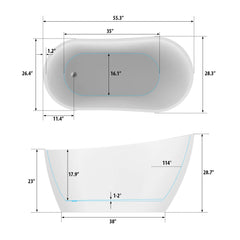Vanity Art 67" Acrylic Freestanding Soaking Bathtub – Modern Design & Ultimate Relaxation - VA6522-L - The Home Selection