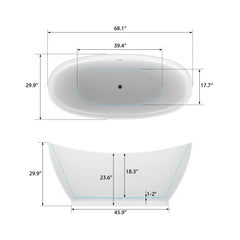 Vanity Art 68" AAcrylic Clawfoot Freestanding Bathtub – Classic Elegance & Modern Comfort - VA6513 - The Home Selection