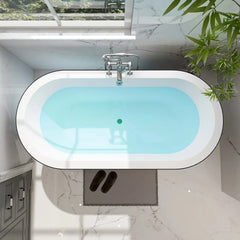 Vanity Art 68" Acrylic Flatbottom Freestanding Soaking Bathtub in Black and White - VA6812-BL - The Home Selection