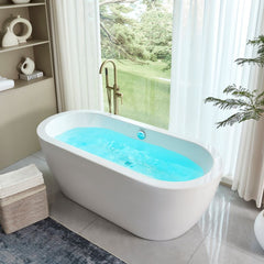Vanity Art 68 Acrylic Flatbottom Freestanding Soaking Bathtub in White - VA6836 - The Home Selection