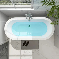 Vanity Art 68 Acrylic Flatbottom Freestanding Soaking Bathtub in White - VA6836 - The Home Selection