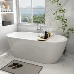 Vanity Art 68 Acrylic Flatbottom Freestanding Soaking Bathtub in White - VA6836 - The Home Selection