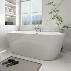 Vanity Art 68 Acrylic Flatbottom Freestanding Soaking Bathtub in White - VA6836 - The Home Selection