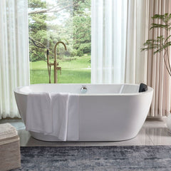 Vanity Art 68 Acrylic Flatbottom Freestanding Soaking Bathtub in White - VA6836 - The Home Selection